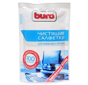 Чистящее средство влажные салфетки Buro "BU-Zscreen" запасной блок,  для экранов и оптики  (100шт. / уп.)
