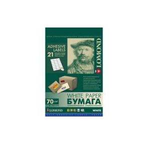 Наклейка LOMOND Самоклеющаяся бумага универс.фА4  21-дел. (70, 0мм х 41, 0мм),  70 г / м2.