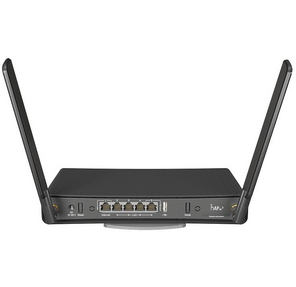 MikroTik RBD53iG-5HacD2HnD hAP ac3 with 4-core 716 MHz CPU,  256MB RAM,  5 x Gigabit LAN  (PoE-out on port 5),  two wireless interfaces  (built-in 2.4Ghz 802.11b / g / n two chain,  built-in 5Ghz 802.11ac two chain),  3dBi 2.4GHz