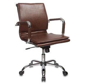 Бюрократ Ch-993-Low brown,  Кресло,  коричневая иск. кожа,  низкая спинка,  крестовина хром