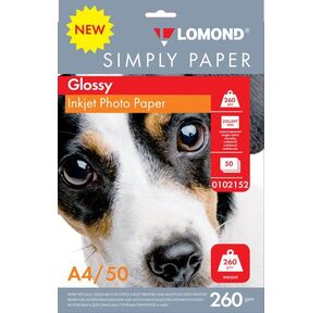 Фотобумага LOMOND 260 г / м2 односторонняя экономичная глянцевая,  А4 50л