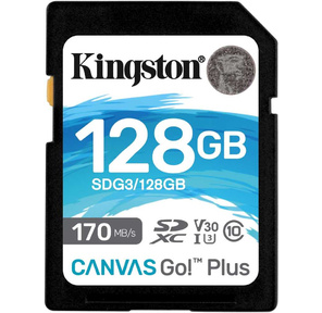 Карта Памяти 128Gb Kingston Canvas Go Plus SDXC UHS-I U3 V30  (170 / 90 Mb / s)