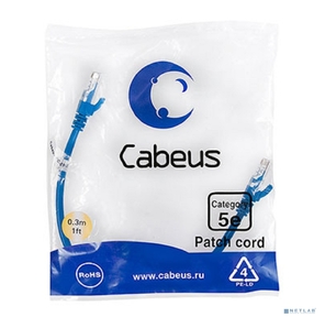 Cabeus PC-UTP-RJ45-Cat.5e-0.3m-BL Патч-корд U / UTP,  категория 5е,  2xRJ45 / 8p8c,  неэкранированный,  синий,  PVC,  0.3м
