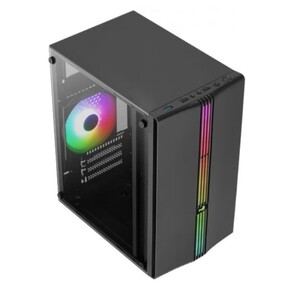Корпус AeroCool Evo Mini-G-BK-v1 Black Mini Tower  (Micro ATX / mini-ITX,  без БП,  Steel,  Plastic,  Tempered Glass,  HD Audio,  USB 3.0x1,  USB2.0x2,  2x120mm 1x120mm-FRGB FAN )  (4711099472352)