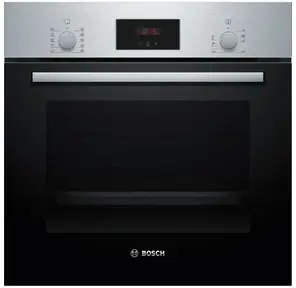 Serie 2,  духовой шкаф, нержавеющая сталь,  класс энергоэффективности А,  7 режимов,  3-х слойное остекление,  LED-дисплей,  утапливаемые переключатели,  галогенное освещение,  проволочные направляющие,  сделано в Турции, 