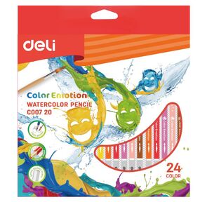 Карандаши цветные акварельные Deli EC00720 Color Emotion липа 24цв. коробка / европод.