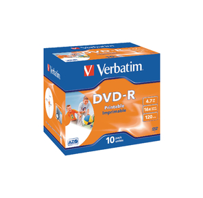 Диск DVD-R Verbatim 4.7Gb 16x Jewel Case Printable  (10шт) 43521