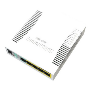 MikroTik RB260GSP with 5 Gigabit ports and SFP cage,  SwOS,  plastic case,  PSU,  POE-OUT