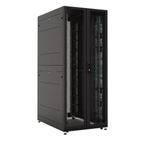 Шкаф серверный ПРОФ напольный 42U  (800  1000) двери двойные перф. 2 шт.,  черный,  в сборе