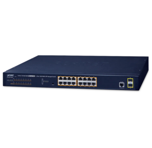 IPv6 / IPv4,  16-Port Managed 802.3at POE+ Gigabit Ethernet Switch + 2-Port 100 / 1000X SFP  (220W)