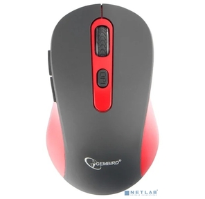 Gembird MUSW-221-R {Мышь беспров.,  чёрный / красный,  5кн.+колесо-кнопка,  800 / 1200 / 1600DPI,  2.4ГГц,  трехуровневая система энергосбережения}