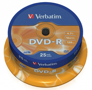 Диск DVD-R 4.7ГБ 16x Verbatim 43522 AdvancedAzo+ пласт.коробка,  на шпинделе  (25шт. / уп.)