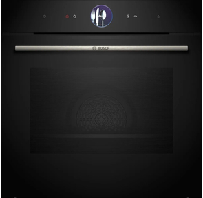 Home Connect!! Serie 8,  духовой шкаф-пароварка, черный,  21 режим + комбинированные режимы,  функция приготовление на пару 100%,  4-слойное остекление,  3 цветных текстовых TFT-дисплея 2, 5" с сенсорным управлением,  ControlRing,  функции HomeConnect,  трехстороннее LED-освещение, самоочистка EcoClean