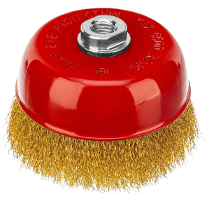 Щетка MATRIX для УШМ,  125 мм,  М14,  "чашка",  латунированная витая проволока /  /  74606