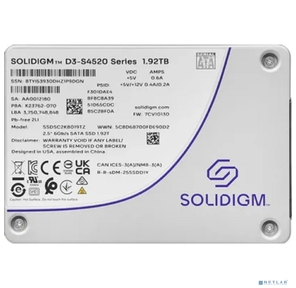 Solidigm SSDSC2KB019TZ1Z Solidigm SSD D3-S4520 Series,  1920GB,  2.5" 7mm,  SATA3,  TLC,  R / W 550 / 510MB / s,  IOPs 91 000 / 38 000,  TBW 8800,  DWPD 3  (12 мес.)