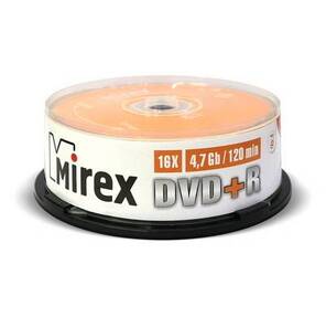 Диск DVD+R Mirex 4.7 Gb,  16x,  Cake Box  (25),   (25 / 300)