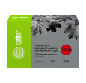 Картридж струйный Cactus CS-PFI120BK черный  (130мл) для Canon imagePROGRAF TM-200 / TM-205 / TM-300 / TM-305