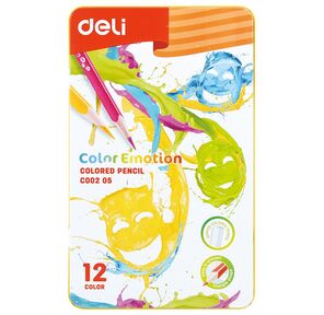 Карандаши цветные Deli EC00205 Color Emotion липа 12цв. мет.кор.