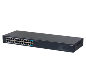 DAHUA DH-SG1024 24-портовый гигабитный неуправляемый коммутатор,  22xRJ45 1Gb,  2xRJ45 1Gb uplink,  коммутация 48 Гбит / с,  MAC-таблица 8K,  металл