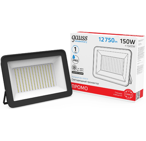 Прожектор светодиодный Elementary 150Вт 6500К IP65 12750лм ПРОМО G2 черн. GAUSS 613100150P