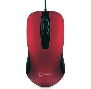 Gembird MOP-400-R красный USB {Мышь,  бесшумный клик,  2 кнопки+колесо кнопка,  1000 DPI,   soft-touch,  кабель 1.45м,  блистер}