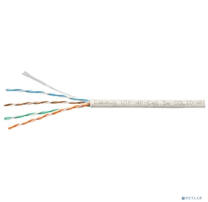 Cabeus UTP-4P-Cat.5e-SOLID-WH-100 Кабель витая пара UTP  (U / UTP),  категория 5e,  4 пары  (24 AWG),  одножильный,  PVC нг (А)-LS,  белый  (100 м)