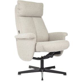 Кресло для дома Бюрократ _Baron с пуфом бежевый металл черный крестов.  (_BARON / BEIGE)