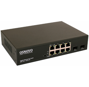 OSNOVO Гигабитный PoE коммутатор на 10 портов,  8 *10 / 100 / 1000 Base-T PoE,  2*SFP 1000 Base-T,  PoE на порт до 30W,  суммарно до 150W