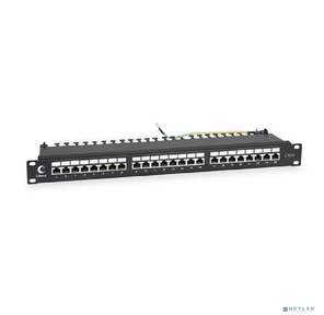 Cabeus PL-24-Cat.6-SH-Dual IDC Патч-панель 19"  (1U),  24 порта RJ-45,  категория 6,  экранированная,  с задним организатором