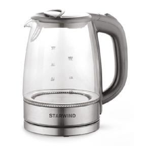 Чайник электрический Starwind SKG2315 1.7л. 2200Вт серый / серебристый  (корпус: стекло)