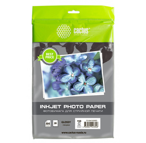 Фотобумага Cactus CS-GA415020ED A4 / 150г / м2 / 20л. / белый глянцевое для струйной печати