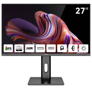 Монитор 27" AIWA MD2711 Black  (IPS,  1920x1080,  HDMI+HDMI+DP+DP,  1 ms,  178° / 178°,  350 cd / m,  1000:1,  240Hz,  Spk,  Pivot)