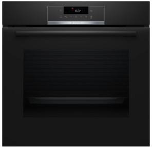 Serie 4, Встраиваемый духовой шкаф с добавлением пара Bosch,  Auto Pilot 15,  объем 71 л ,  9 режимов нагрева,  3D Hotair,  Soft move door, телескопические направляющие 1уровень, гидролиз и пиролиз,  сенсорное управление, цвет черный+профиль из нержавеющей стали