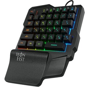 Игровой блок Oklick 701G IRON FIST черный USB for gamer LED  (подставка для запястий)