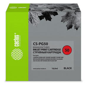 Картридж струйный Cactus CS-PG50 для Canon MP150 MP160 MP170 MP180 MP450 MP460 iP2200 MX300