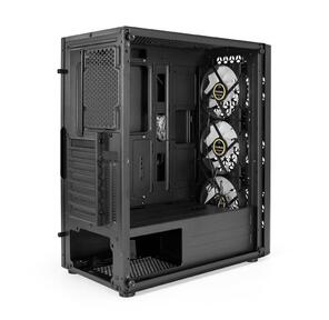 Exegate EX294965RUS Корпус Miditower ExeGate EVO-9202  (ATX,  без БП,  с окном,  1*USB+1*USB3.0,  аудио,  3 вент. 12см с RGB подсветкой)