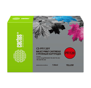 Картридж струйный Cactus CS-PFI120Y желтый  (130мл) для Canon imagePROGRAF TM-200 / TM-205 / TM-300 / TM-305