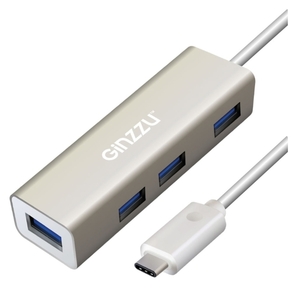 Ginzzu GR-518UB USB HUB TYPE-C,  4 порта USB 3.0,  20см кабель