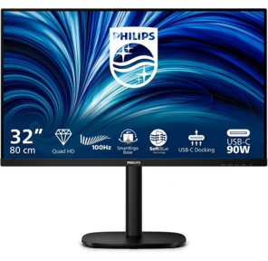 Монитор 31, 5" Philips 32B2U3601 2560x1440,  WLED,  16:9,  IPS,  350cd,  1500:1,  50М:1,  4ms,  178 / 178,  HDMI,  DP, USB-hub 4хUSB 3.2,  USB-C (PD90W),  RJ45,  100Hz,  Speakers,  Tilt,  HAS,  Swivel,  Pivot,  Internal,  VESA,  Black