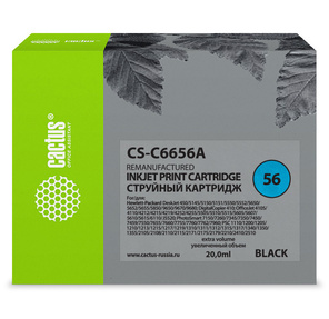 Картридж струйный Cactus CS-C6656A черный для №56 HP DeskJet 450 / 5145 / 5150 / 5151 / 5550 / 5552  (20ml)