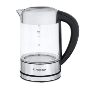 Чайник электрический Starwind SKG5213 1.7л. 2200Вт черный / серебристый  (корпус: стекло)