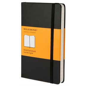 Блокнот Moleskine CLASSIC MM710 Pocket 90x140мм 192стр. линейка твердая обложка фиксирующая резинка черный