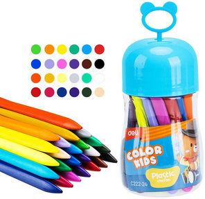 Мелки пластик. Deli EC222-24 Color Kids трехгр. 24цв.  (24шт) пласт.туб. гол.