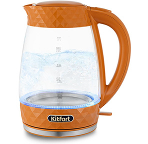 Чайник электрический Kitfort KT-6123-4 2л. 2200Вт оранжевый  (корпус: стекло)