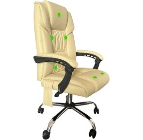 Кресло Cactus с вибромассажем CS-CHR-OC04M-WT слоновая кость эко.кожа крестов.