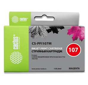 Картридж струйный Cactus CS-PFI107M пурпурный  (130мл) для Canon IP iPF670 / iPF680 / iPF685 / iPF770 / iPF780 / iPF785 / 