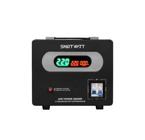 Напольный стабилизатор напряжения SMARTWATT AVR TOWER 3000RF  (140W - 260W,  3000VA,  3 кВт,  50-60 Гц,  LED-дисплей,  релейный,  Напольный,  240x205x310мм,  7, 2 кг)