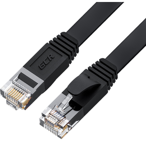 GCR Патч-корд PROF плоский прямой 3.0m,  UTP медь кат.6,  черный,  30 AWG,  ethernet high speed 10 Гбит / с,  RJ45,  T568B,  GCR-52870