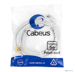 Cabeus PC-UTP-RJ45-Cat.5e-3m-WH-LSZH Патч-корд U / UTP,  категория 5е,  2xRJ45 / 8p8c,  неэкранированный,  белый,  LSZH,  3м