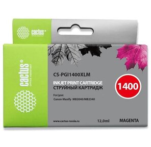 Картридж струйный Cactus CS-PGI1400XLM пурпурный для HP Canon MB2050 / MB2350 / MB2040 / MB2340  (11.5мл)